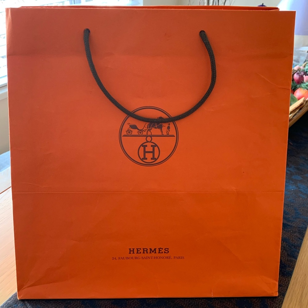 Hermes large 12.5” by 12.5” by 12.5” paper shopping bag